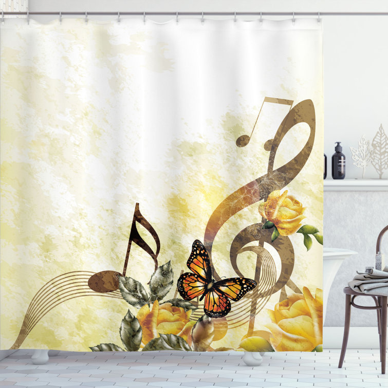 East Urban Home Music Shower Curtain Set + Hooks Wayfair